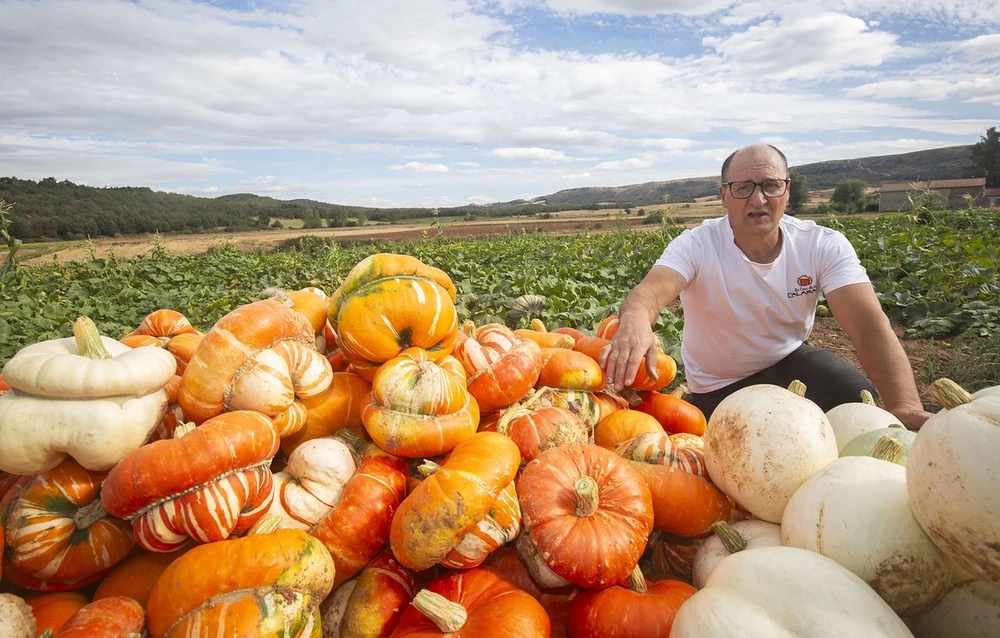 José Carlos Ruiz en la finca junto a la cosecha